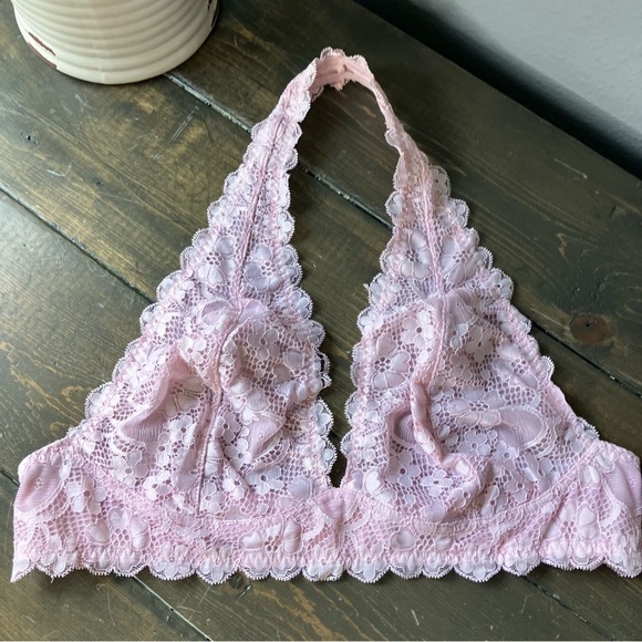 intimately free people bralette Large Lace Light Purple Halter Summer Boho - Picture 2 of 5